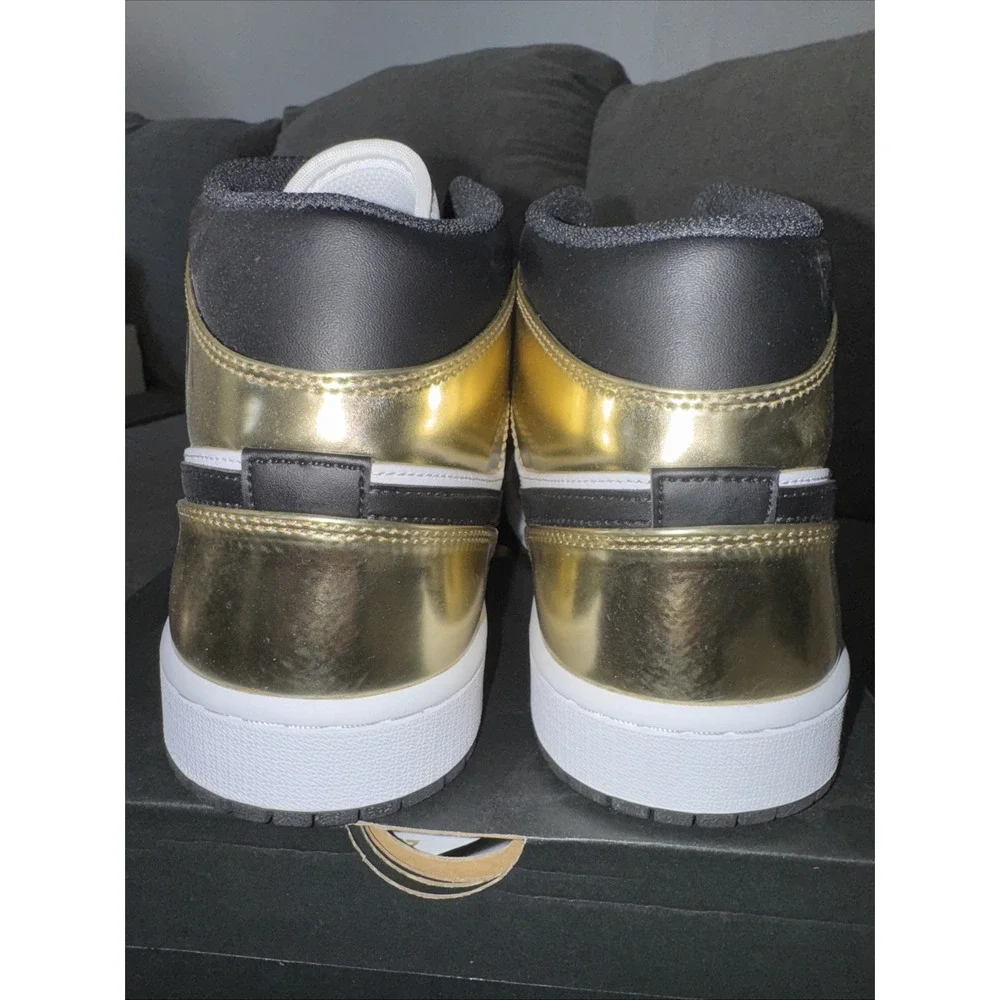 Nike Air Jordan 1 Mid SE‎ Metallic Gold DC1419-700 Black White Men's Sz 12 New